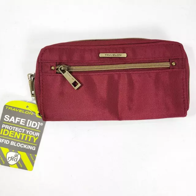 Travelon Safe ID Protect identification RFID Blocking New nwt burgundy wallet