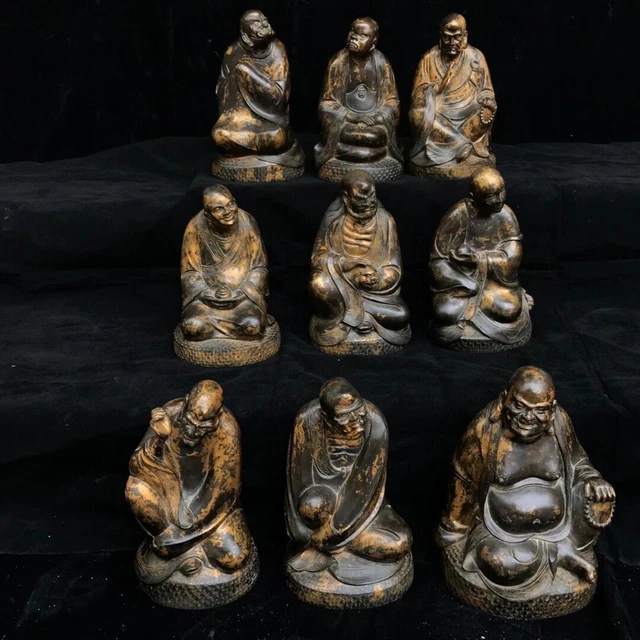 Chinese Exquisite Handmade Eighteen Arhats Bronze Statue 18pcs 2