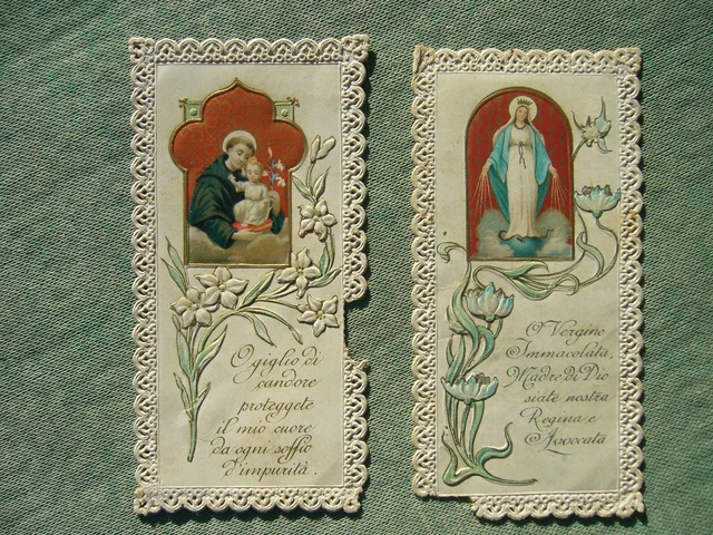 Coppia Santini Originali Merlettati S. Antonio E Immacolata Concezione Canivet