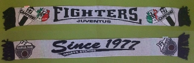 Écharpe Ultras Fighters Juventus Années 80 – Coton Imprimé, Fabrication Italienne Rare