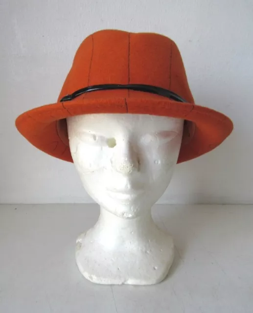 Cappello  Donna Anni 60/70 In Panno Arancione