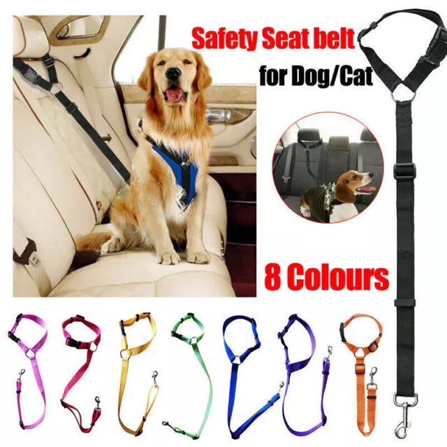 Adjustable Dog Car Seat Belt Safety Vehicle Seatbelt Harness Lead Clip AU Pet