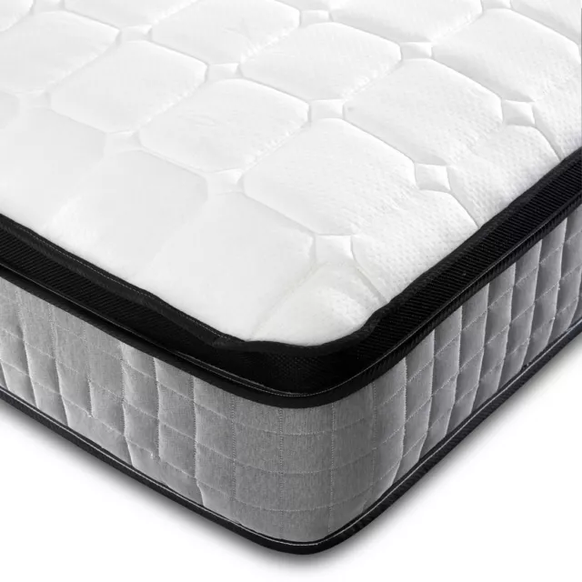 Deluxe Pillowtop 3000 Pocket Sprung Grey Mattress - Cashmere Spring Memory Foam 3