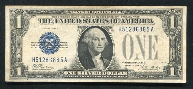 Fr. 1601 1928-A $1 One Dollar “Funnyback” Silver Certificate Extremely Fine (B)