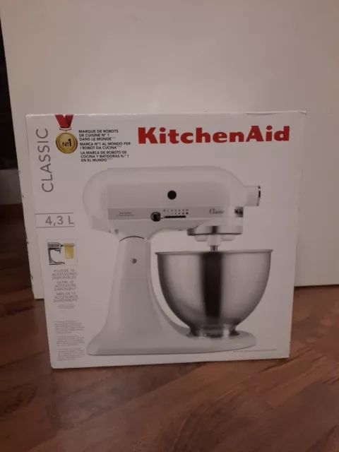 KitchenAid 5K45SSEFW Mattweißer Standmixer, klassische Schüssel, 4,3 l.