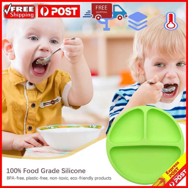 Cute Baby Infant Dining Plate Non Slip Training Sucker Dishes Tableware (Green)