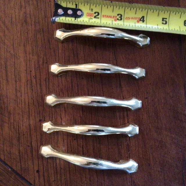 Antique Brass Door Handles Drawer Pulls Old Vintage Cupboard Cabinet 5