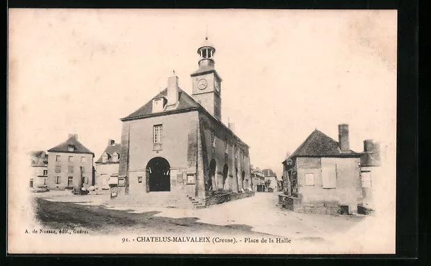 CPA Chatelus-Malvaleix, Place de la Halle