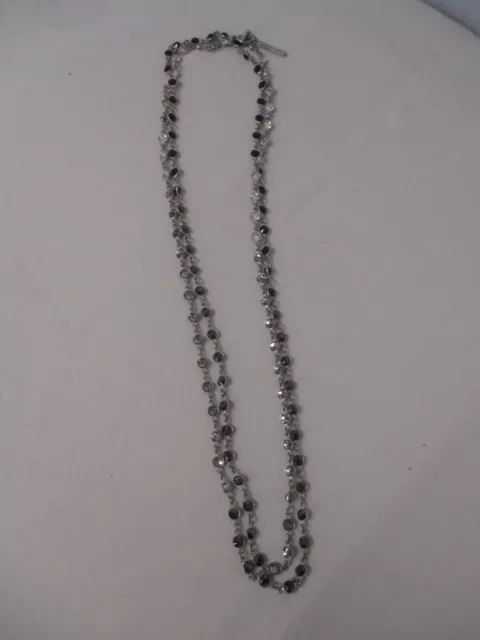 Stunning Otazu Black Grey Clear Swarovski Crystal Necklace ~ Very Long 72" 2