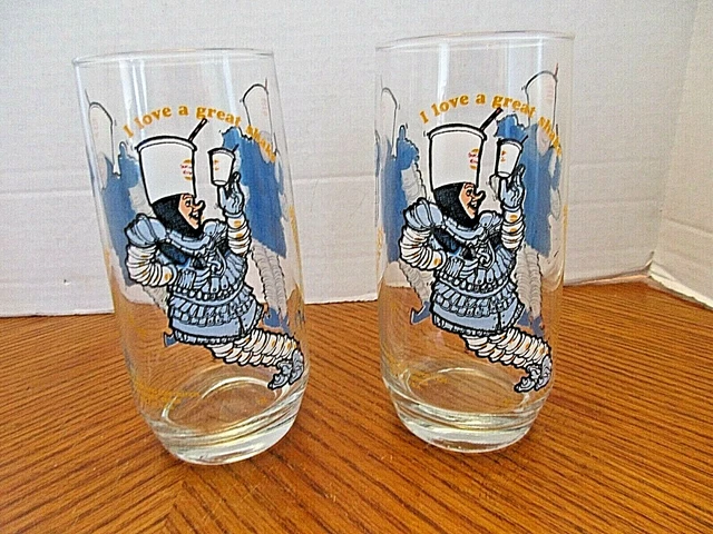Two Burger King Sir Shakes Alot Vintage Drinking Glasses 1979 - Mint