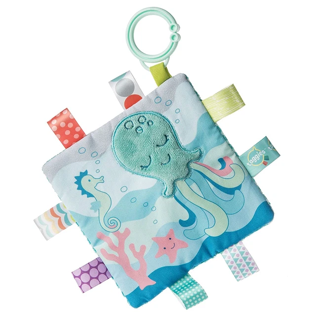 Crinkle Me Toy with Baby Paper & Squeaker, 6.5 X 6.5", Sleepy Seas Octopus