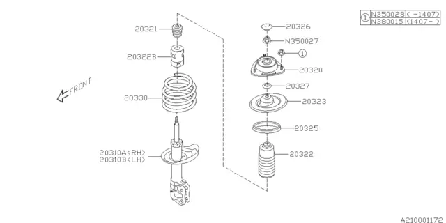 OEM 1-PC Packung 2005-2021 Original Subaru Modelle Vorne Federbein Helfer