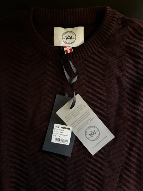 Kronstadt Men's Carlo Cotton Knit Sweater, Bordeaux mel, Size L