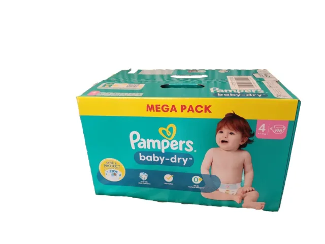 Mega Pack 96 Couches PAMPERS  Baby-Dry  Taille 4 (9 à 14 KG) Lot Changes  Bébé