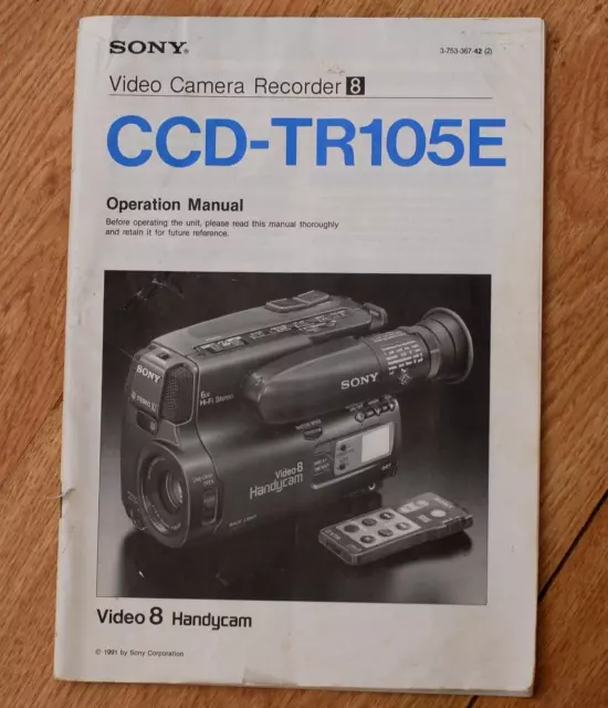 Sony Instruction Manual Ccd-Tr105E Original Video 8 Handycam Camcorder Rare Book