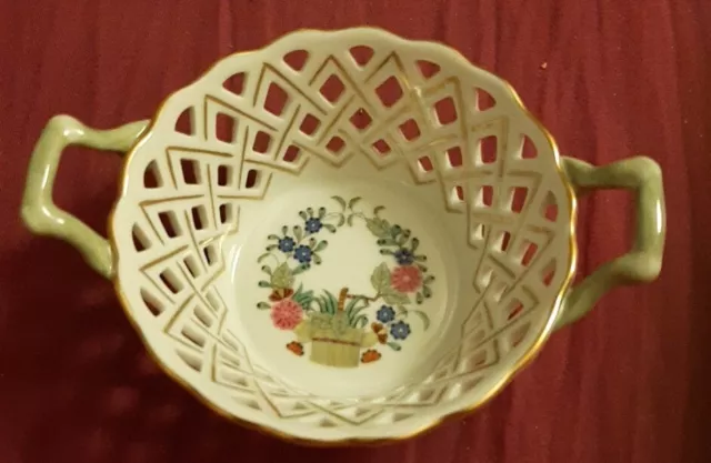 1 Herend bowl breakthrough basket Fleurs des Indes Fd 7413 confectionery bowl