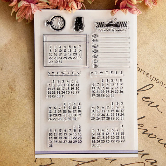 Schedule Calendar Silicone Clear Stamp Scrapbooking Embossing Card Album Craft