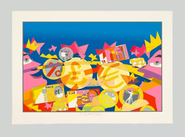 Ugo NESPOLO - "Euro" (blu) - Serigrafia, 70 x 100 cm