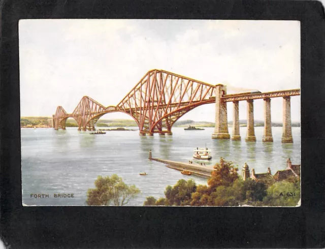 D4912 UK Forth Bridge steam train vintage postcard