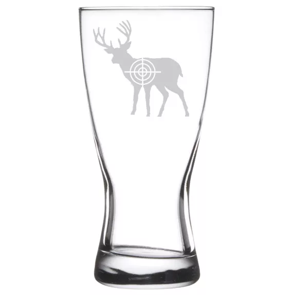 Beer Glass Pilsner Stein Mug 15oz Deer With Bullseye Hunting