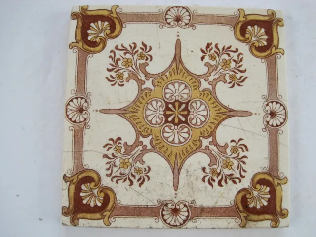 Antique Victorian Pilkington's 6" Print Aesthetic Tile, Pattern F689
