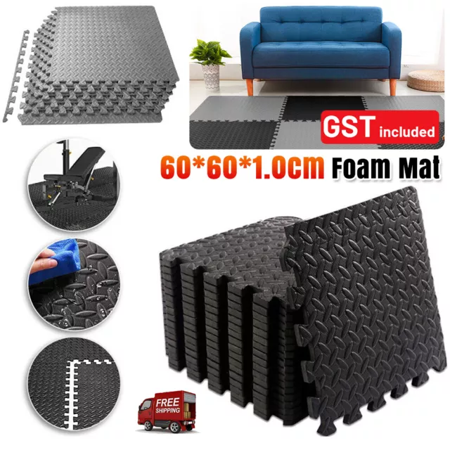 1-24x Interlocking Heavy Duty EVA Foam Gym Flooring Mat Floor Mats Tiles 60x60cm