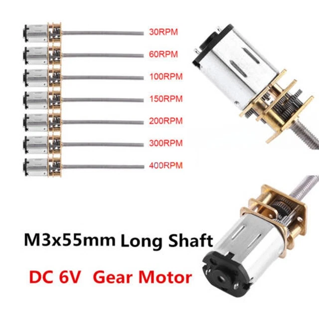 1*-DC6V KLEINMETALL GETRIEBEMOTOR von 30 bis 400U/min Langschaftgewinde