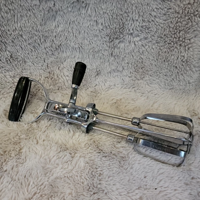 Vintage Ekco Best Stainless Steel Egg Beater Hand Crank Hand Mixer