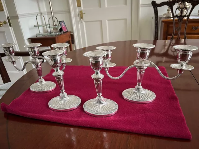 Pair of 20th Century Silver Plated Candleabra and matching Candlesticks