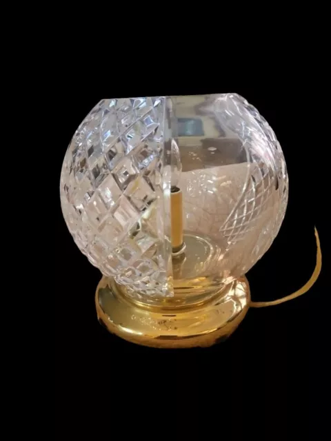 WATERFORD Style Rose Bowl Crystal Fairy Electric Lamp Accent Boudoir Brass Base