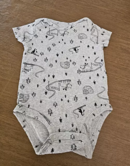 Carters Baby Boy Cute Bear Skiing Penguin Outdoor Short Sleeve Bodysuit Gray 18M