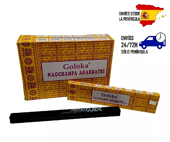 Incienso Goloka Nag Champa  Caja 12 Cajitas + Incienso Spiritual Guide Regalo