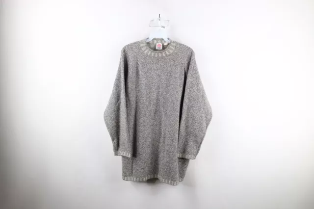 Vtg 90s Streetwear Womens Large Distressed Oversized Wool Cashmere Knit Sweater