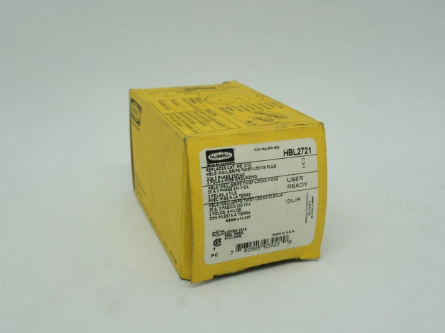 Hubbell HBL2721 Insulgrip Twist Lock Plug 30A 3Phase 250VAC 3Pole NEW