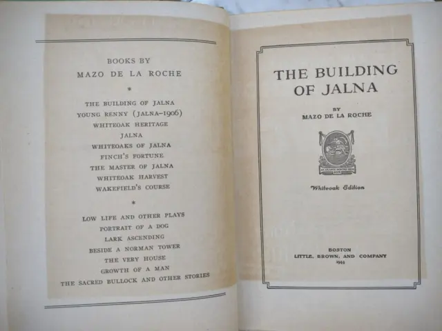 The Building of Jalna 1944 Mazo De La Roche Whiteoak Family Saga Novel 2