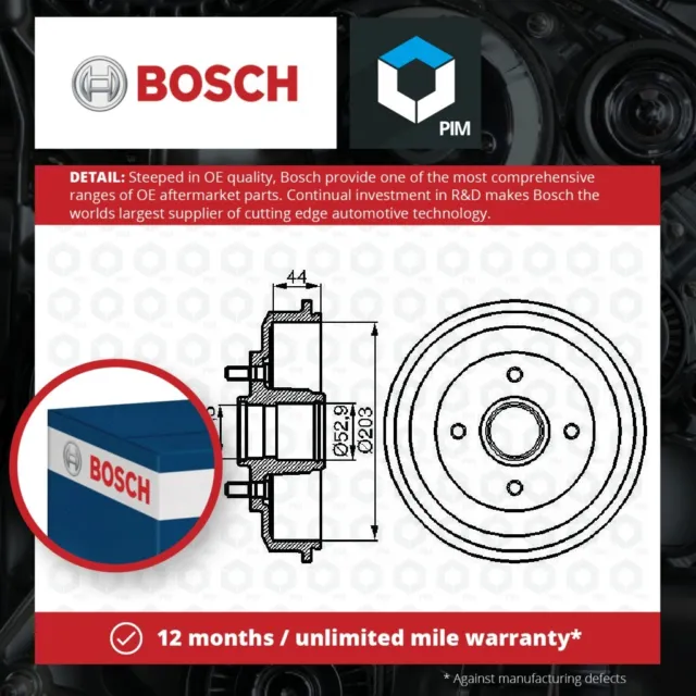 2x Brake Drums (Pair) fits FORD FOCUS Mk1 2.0 Rear 98 to 04 Set Bosch 1M5W1113AA