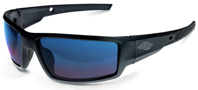 Crossfire Cumulus Safety Glasses with Matte Black Frame and Blue Mirror Lens