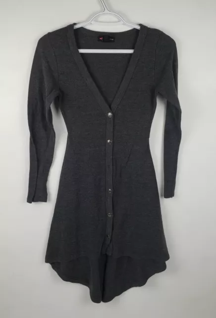 Delirious Button Up Sweater Dress Long Sleeve Gray Womens Juniors Size S