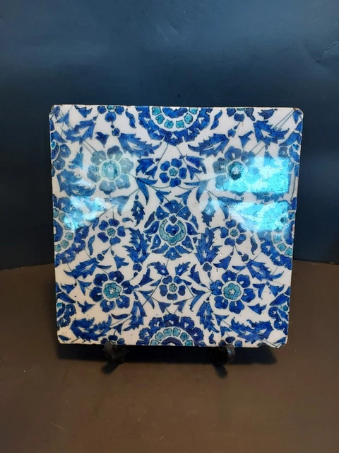 Vintage Blue White Decorative Tile Old Floral Beautiful
