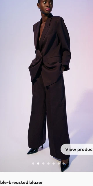 H&M Burgandy Brown Suit Blazer Xs And Trousers Size 10. Bnwt