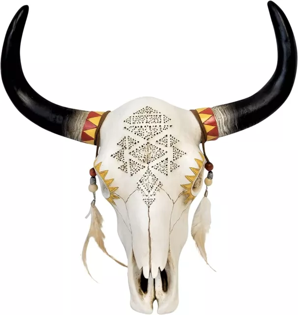 Rustic Southwest Tribal Bull Steer Bison Head Skull Wall Hanging Hunting Decor