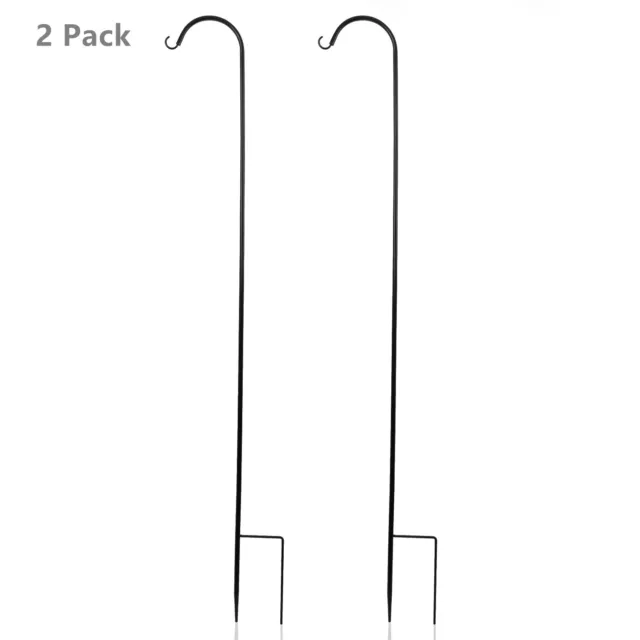 65Inch Black Shepherd Hook Plant Hanger Bird Feeder Pole Rust Resistant 2pack