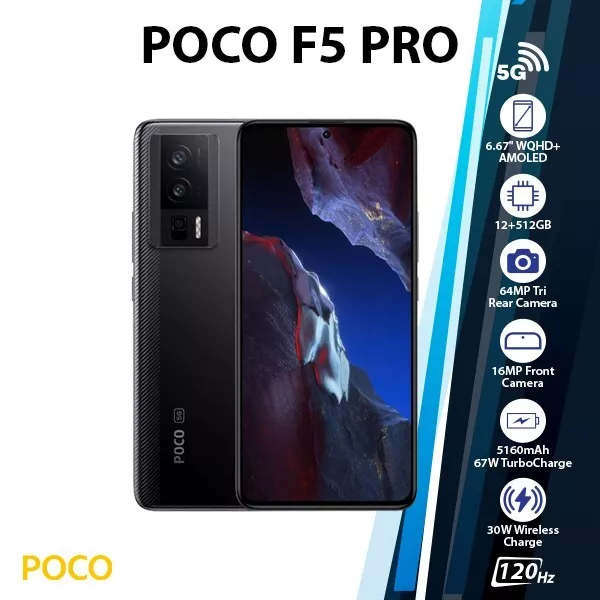 UNLOCKED)XIAOMI POCO F5 Pro 5G 12GB+512GB Dual SIM Android Mobile