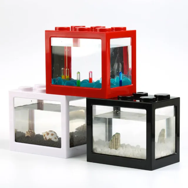 USB Mini Fish Tank Small Aquarium LED Light Home Decor Kids Gift Office Desktop 5