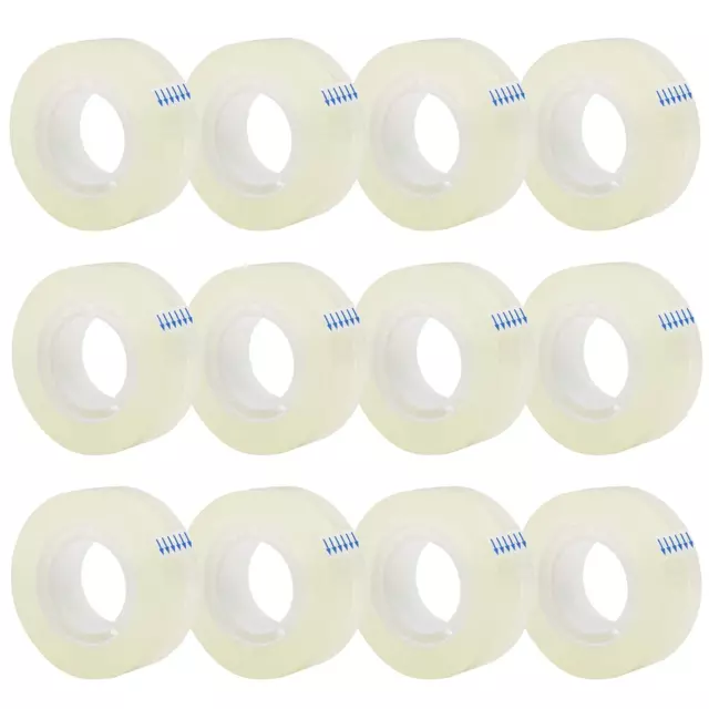 12 Rolls Transparent Tape Refills, Clear Tape, All-Purpose Transparent Glossy Ta