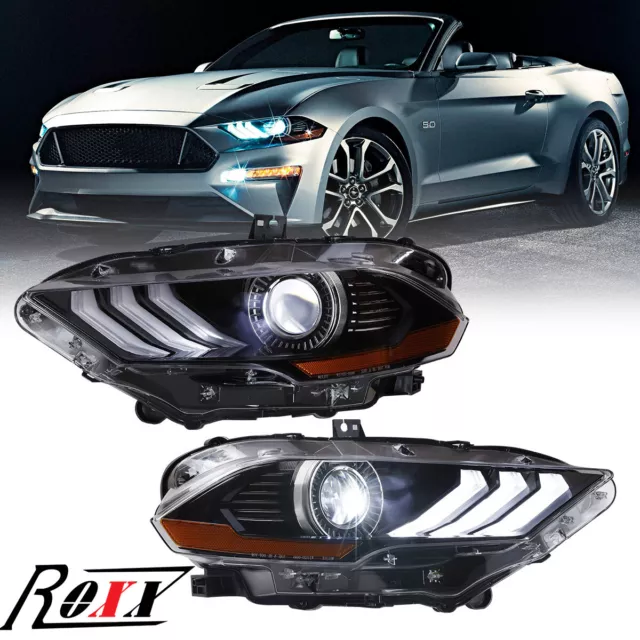 2*LED Headlight for 2018 2019 2020 2021 2022 2023 Ford Mustang Projector DRL L+R