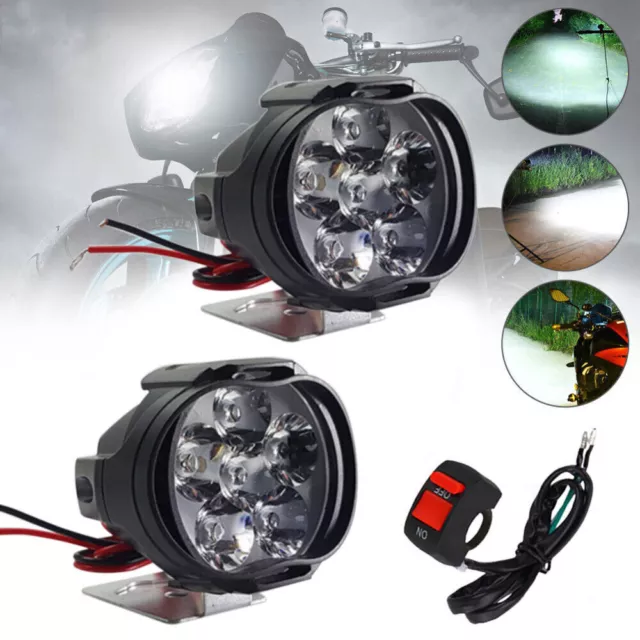 2x Motorrad LED Nebelleuchte Zusatzscheinwerfer E-geprüft + Kabelbaum +  Schalter