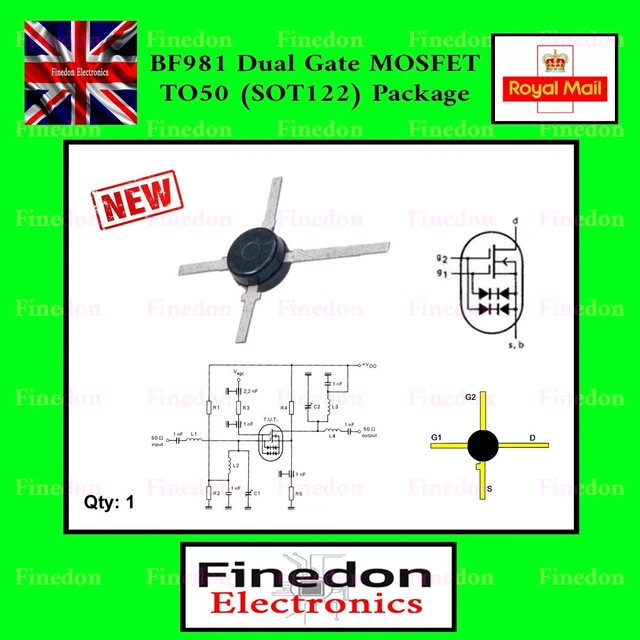 BF981 NCHANNEL LOW Noise Dual Gate MOSFET VHF UHF RF UK Seller. 3.81