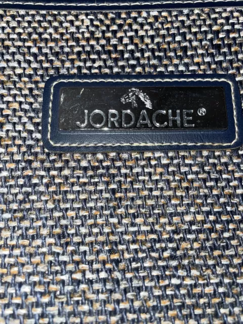 Vintage Jordache Navy Blue Tweed Carry On Luggage Over Night Tote Shoulder Bag 2