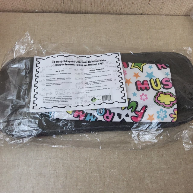 5 Layer Charcoal Bamboo Baby Diaper Inserts 3 Pk